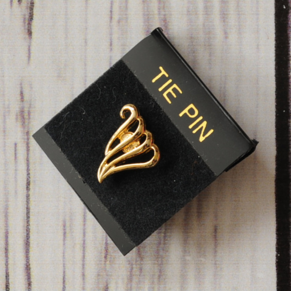 vintage gold tone art tie pin tack mens - Picture 2 of 8